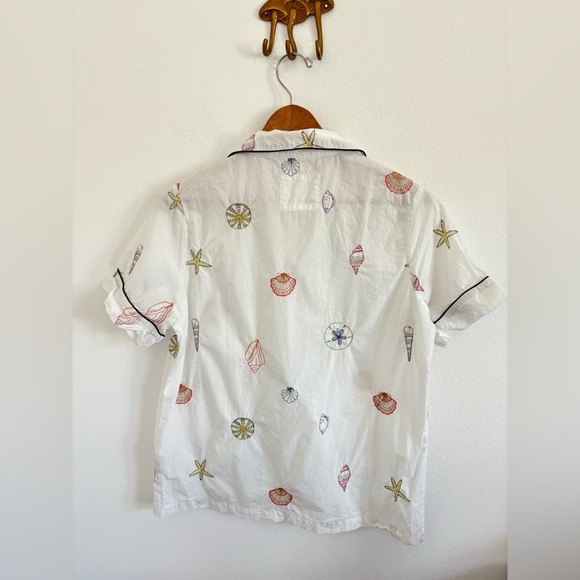 Printfresh Beachy Embroidered Seashell Pajama Top Only Small - Picture 4 of 7